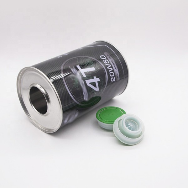 800ml 1L metal tin can for motor oil petrol oil with 42mm red plastic cap