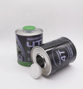 round empty tin can with plastic caps for abstergent packaging