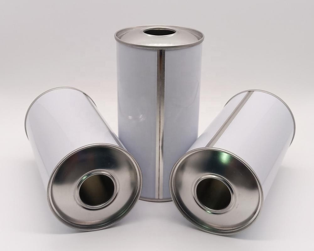 Custom printed CMYK round oil can with flip top cap food safe metal box