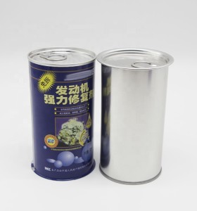 Hotsale round empty metal tin for engine oil/motor oil