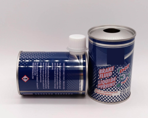 Accept printed metal round oil container for machine oil