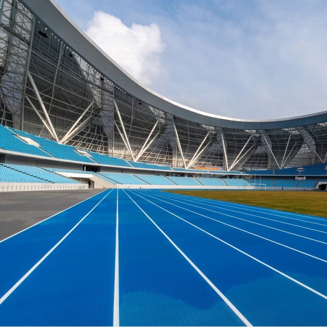 blue athletics track