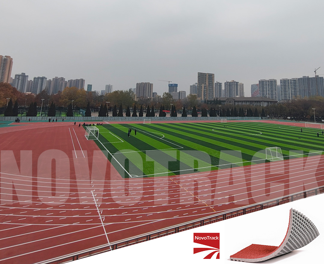 Synthetic running track surfaces