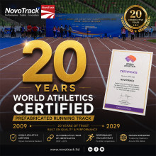 NovoTrack Achieves 20 Consecutive Years of World Athletics Certified Prefabricated Running Track