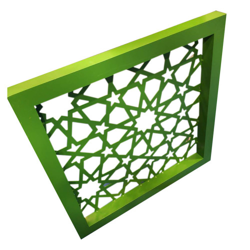 green aluminum perforated carved panel curtain wall for building cladding