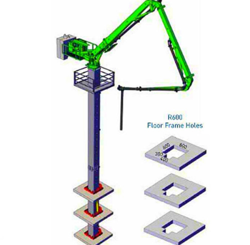29m 3 sections R Folding Stationary Tower Hydraulic Jack-Up Concrete Placing Boom