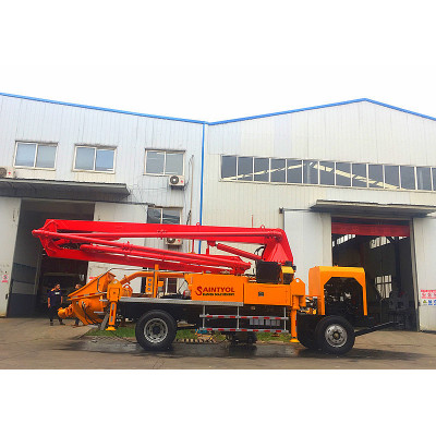 21m Diesel Engine Mounted Indoor Mobile Placing Boom Pump With Self-Made Chassis