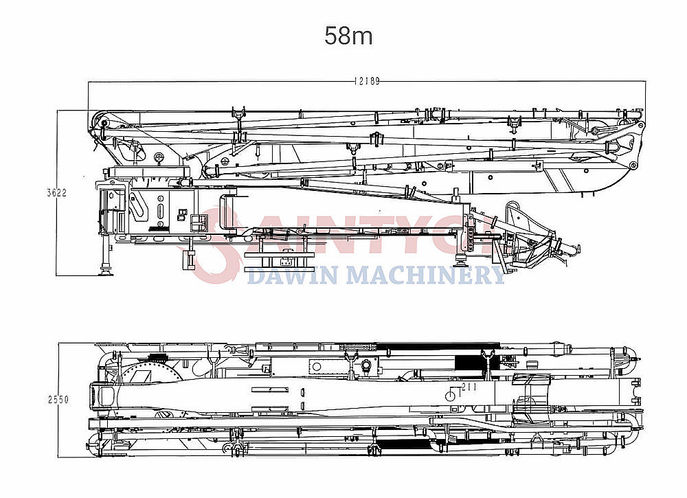 58 placing boom concrete pump truck upper parts