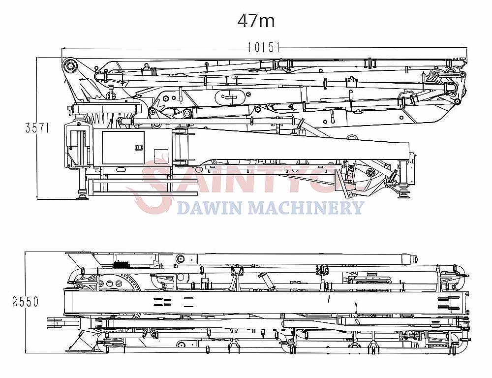 47m placing boom concrete pump truck upper parts