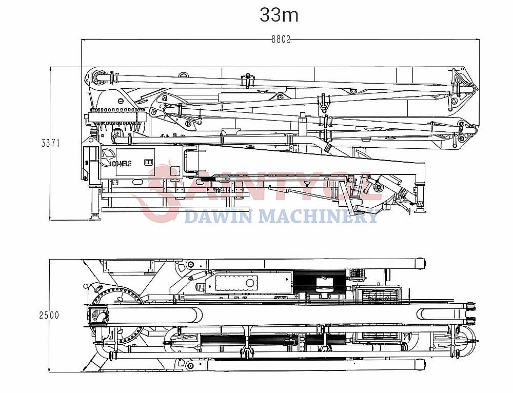 33m 4M Concrete Boom Pump Truck With Customized Chassis Saintyol