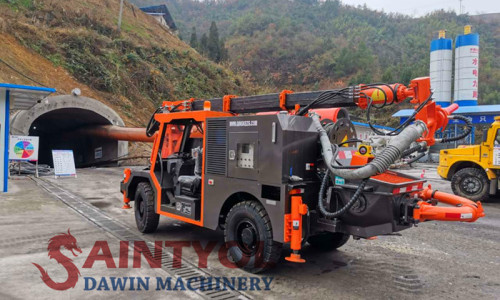 Saintyol DAWIN Truck Mounted Wet Concrete Robot Spraying Machine successfully arrived at the construction job sites