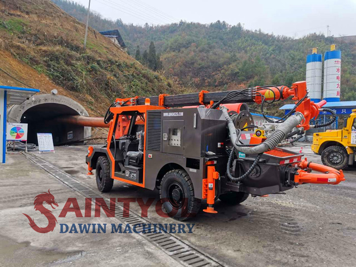 Saintyol DAWIN Truck Mounted Wet Concrete Robot Spraying Machine successfully arrived at the construction job sites