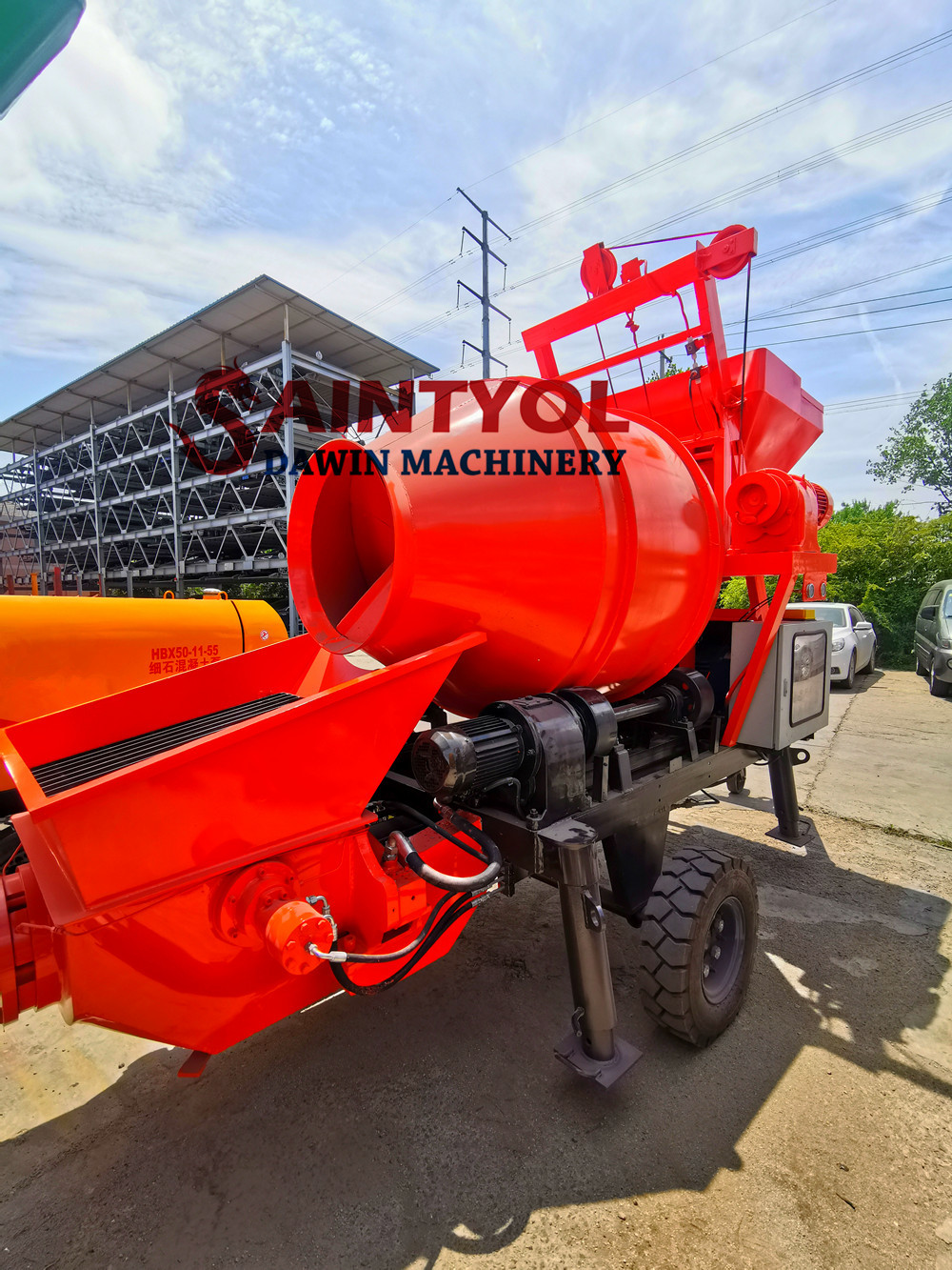 concrete mixing pump with diesel engine