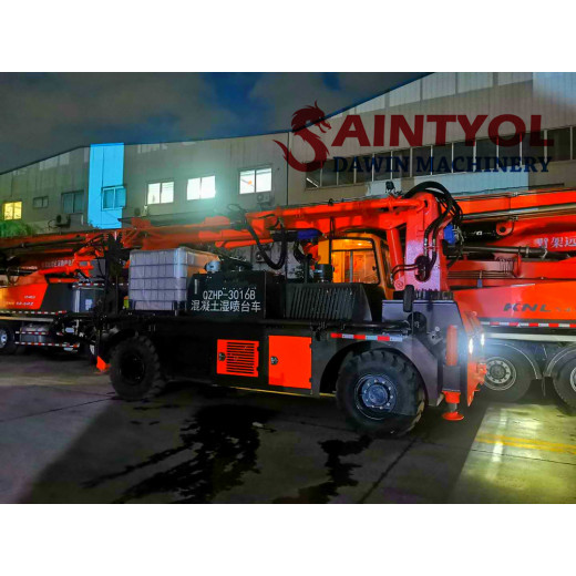 The concrete wet spray machine manipulator fully mixes the concrete and the admixture through the spray system