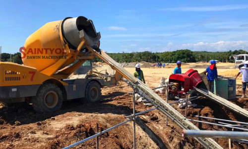 Solution to the failure of feeding and discharging of automatic self loading concrete mixer truck