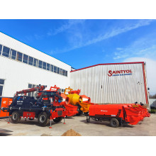 Double-jet hydraulic wet concrete spraying machine adopts double-nozzle spraying operation, high construction efficiency