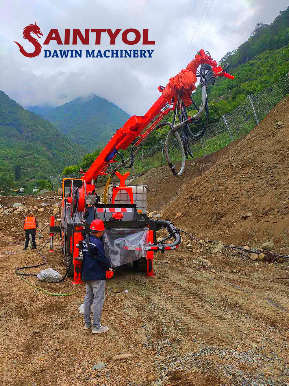 Saintyol DAWIN product introduction- truck mounted telescopic boom wet concrete spraying machine