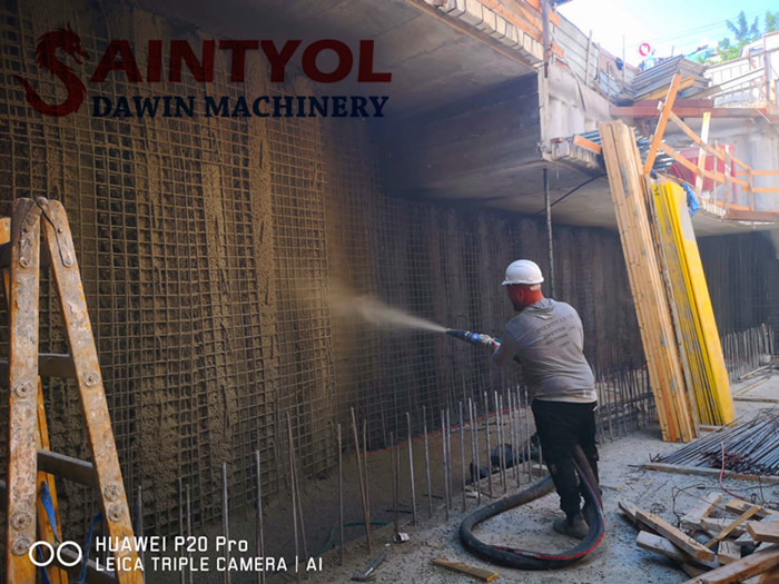 Saintyol DAWIN 8m3/hr diesel shotcrete machine wet concrete spraying machine works in Israel project