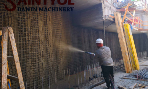 Saintyol DAWIN 8m3/hr diesel shotcrete machine wet concrete spraying machine works in Israel project