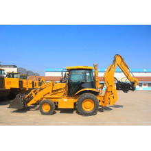 What is the cause of the failure of the boom at backhoe loader