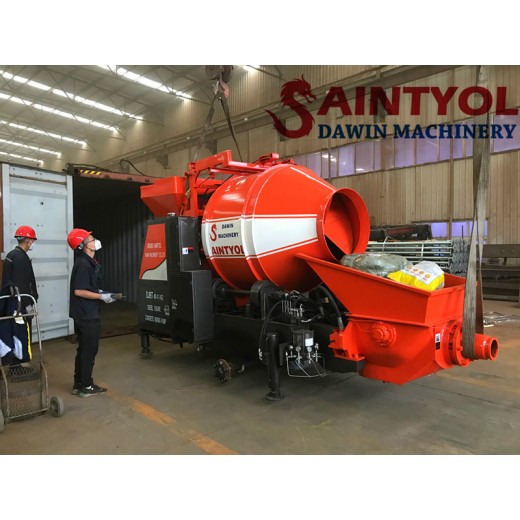 Saintyol DAWIN Concrete Mixing Pump and 1.2 ton Small Wheel Loader Container Shipping to Africa.