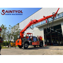 Application of wet concrete spraying shotcrete truck