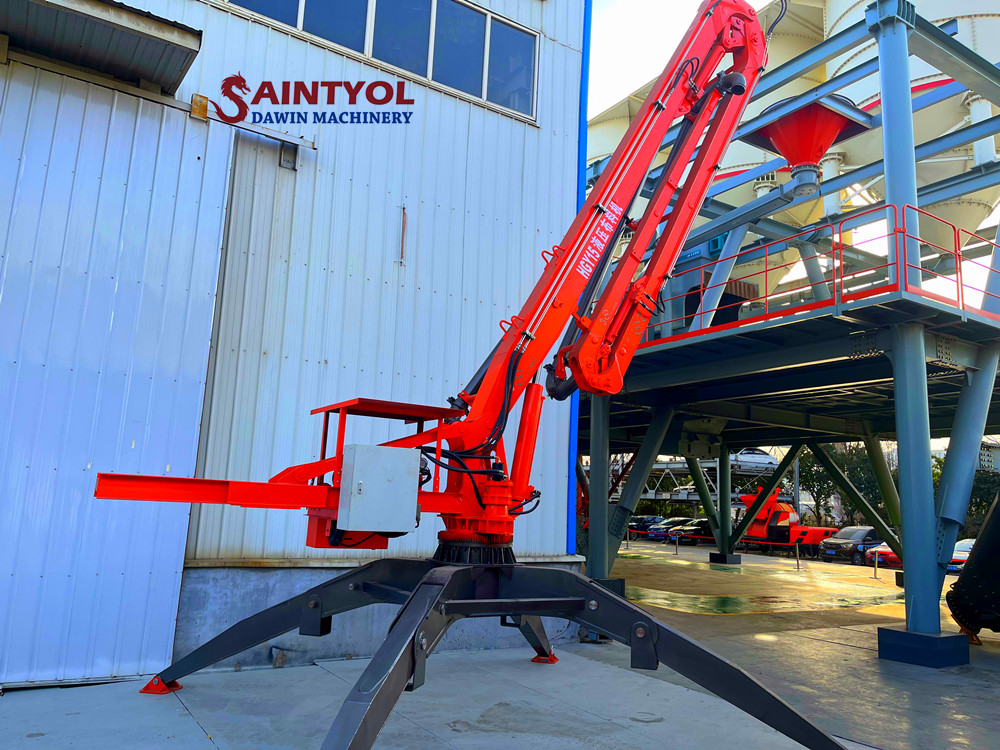 Why did the construction site choose to use a mobile hydraulic concrete placing boom?