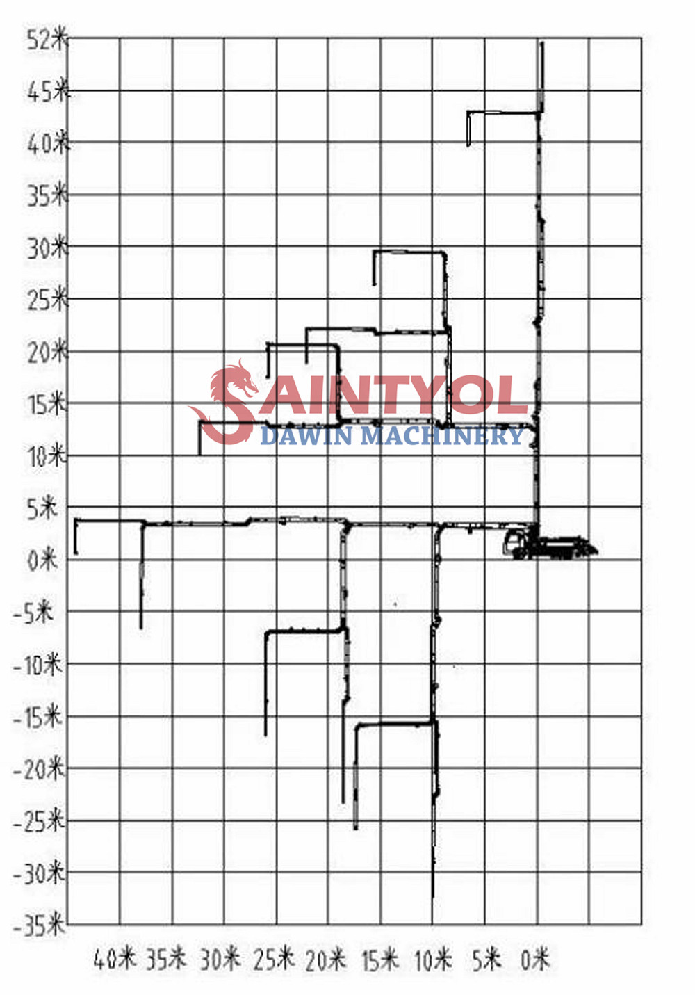 44m concrete boom pump truck working range drawing