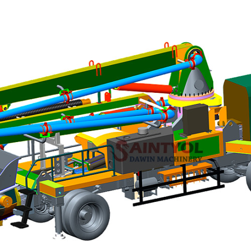 21m Diesel Engine Mounted Indoor Mobile Placing Boom Pump With Self-Made Chassis