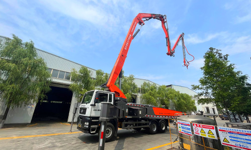 Saintyol DAWIN 32-meter two-bridge concrete pump truck is newly launched!