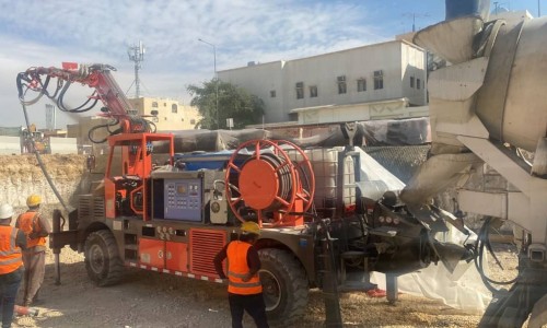 Saintyol DAWIN 3016B Shotcrete Truck mounted wet concrete spraying machine working oversea