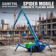 How should a concrete placing boom be selected for muddy, soft ground—crawler-mounted or wheeled placers?