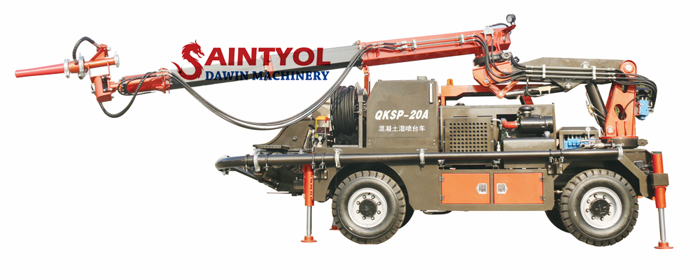 Vehicle-mounted concrete wet spraying trolley is an ideal choice for tunnel construction such as water conservancy and hydropower, railway, highway, etc.