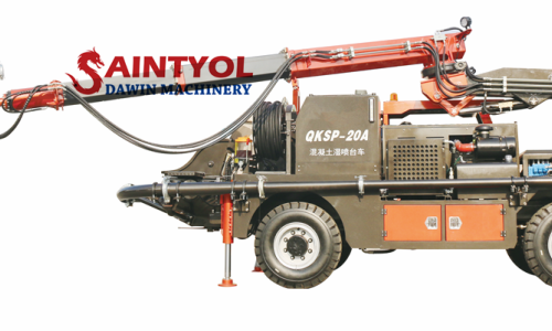 Vehicle-mounted concrete wet spraying trolley is an ideal choice for tunnel construction such as water conservancy and hydropower, railway, highway, etc.