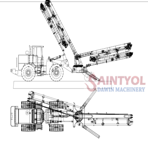18m Compact Loader Attached Concrete Placing Boom 4 Sections "M" Folding
