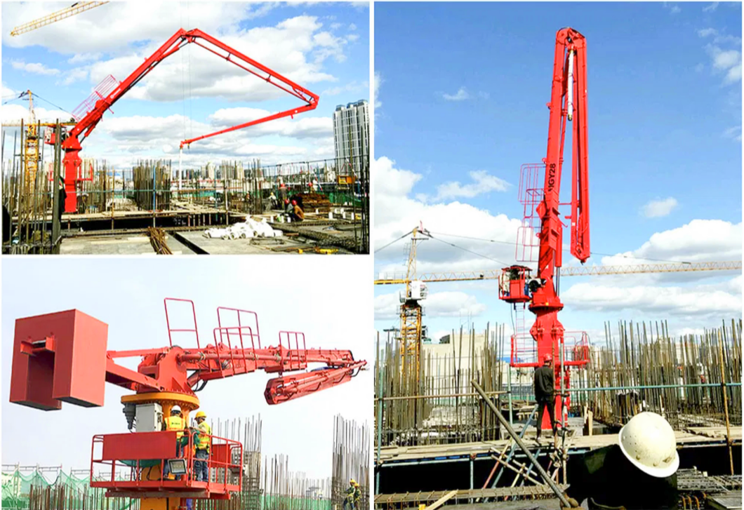 tower hydraulic jack up concrete placing boom job site performance