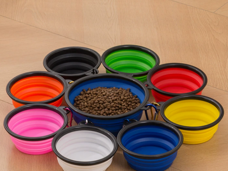 Custom Silicone plastic Folding Pet Bowl for Pet Cat Dog