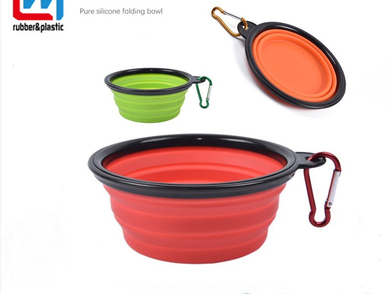 Custom Silicone plastic Folding Pet Bowl for Pet Cat Dog