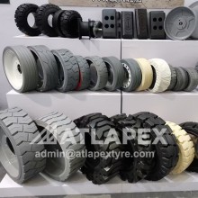 Full range of solid tires and wheels for forklift use, scissor lift, boom lift, Solid OTR, Miling Machine Etc.