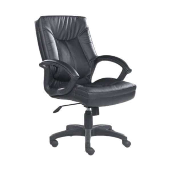 Chaise exécutive de bureau en cuir PU à dossier moyen Y&F avec accoudoirs en nylon et base en nylon (HF-366-1)