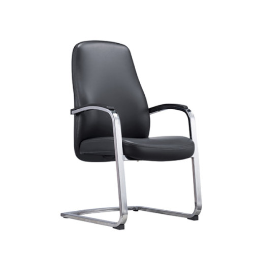 Chaise de réception noire en gros| chaise d’invité avec cadre en métal pour le bureau