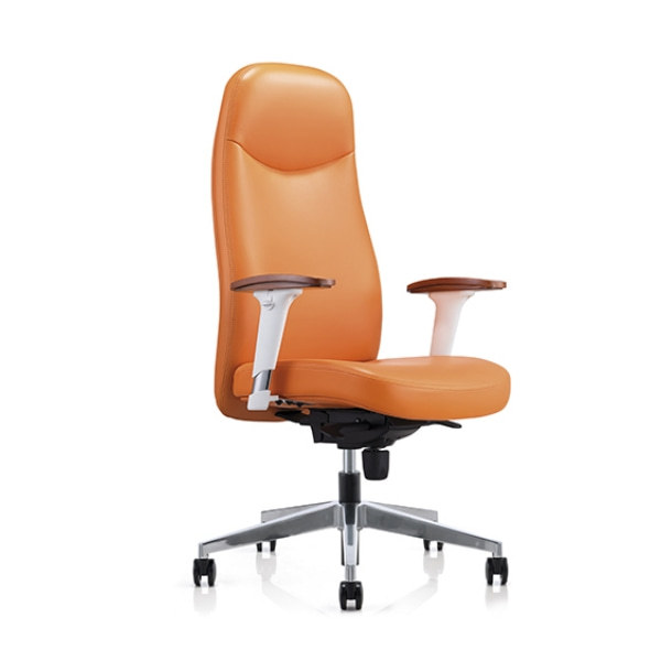 Bequemer Ledersessel | Ergonomischer Bürostuhl mit hoher Rückenlehne und Aluminiumbasis