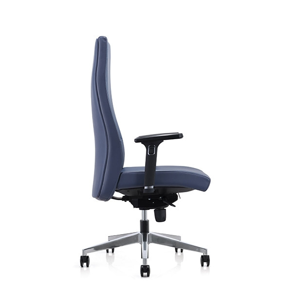 Y&F - Chaise de bureau grande et haute en cuir PU avec base en aluminium et accoudoirs réglables en hauteur