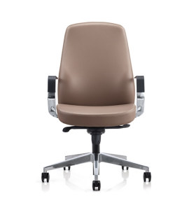 Silla ejecutiva de oficina de cuero PU de respaldo medio Y&F con reposabrazos de aleación de aluminio (YF-623-077)
