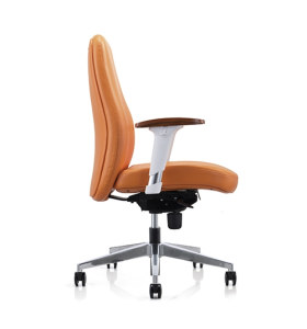 Silla ejecutiva de oficina de cuero PU Y&F con superficie de madera y reposabrazos ajustables en altura (YF-623-021)