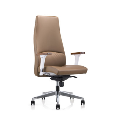 Y & F كرسي تنفيذي كبير وطويل من جلد PU ذو ظهر مرتفع مع مزود بمساند للأذرع ذات سطح خشبي
