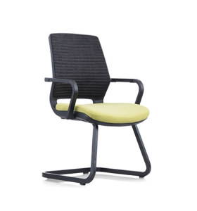 Chaise de bureau Y&F à dossier moyen en maille avec cadre et accoudoirs chromés (YF-16622B-1)