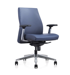 Chaise pivotante de bureau en cuir PU à dossier moyen Y&F avec accoudoir réglable en hauteur en aluminium, base en aluminium (YF-620-01)