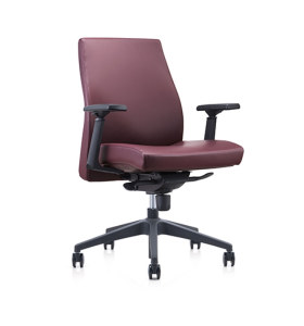 Chaise pivotante de bureau Y&F à dossier moyen en PU / cuir avec accoudoir réglable en hauteur en plastique, base en plastique (YF-620-02)
