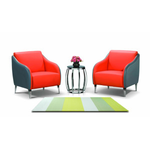 Sofá de oficina de cuero y PU Y&F con pies de acero inoxidable, diseño de moda y asiento cómodo (SF-935)